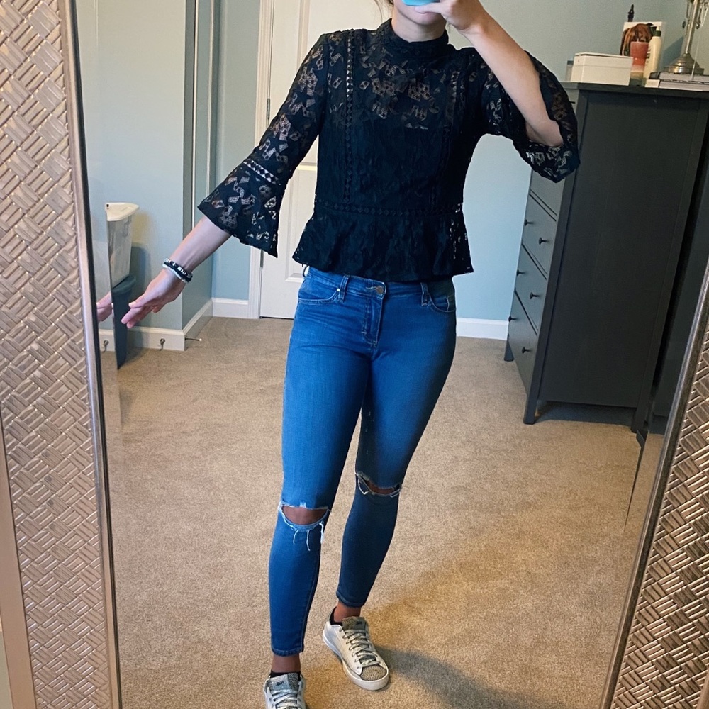 Lace High Neck Top